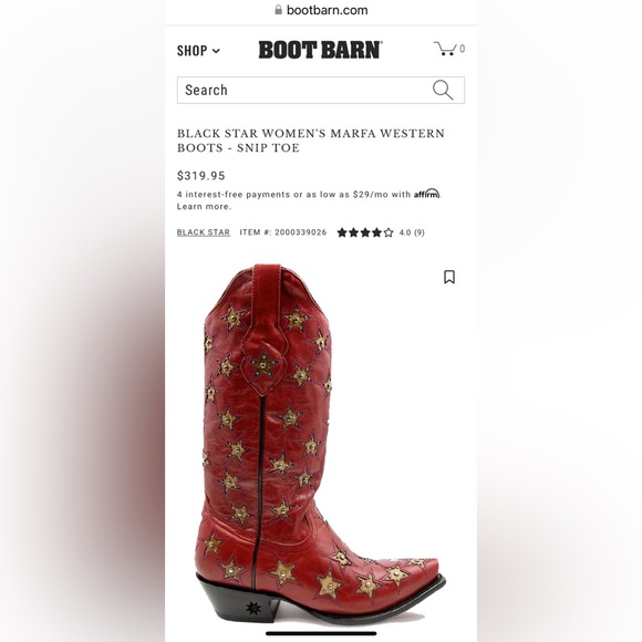 Beautiful RED Black Star boots for sale! 7.5 summer Memorial Day July 4th - Picture 2 of 9